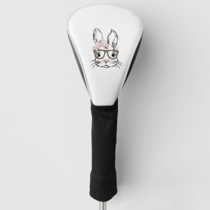 Cute Bunny Face Shirt Leopard Print Glasses EASTER Golf Head Cover
