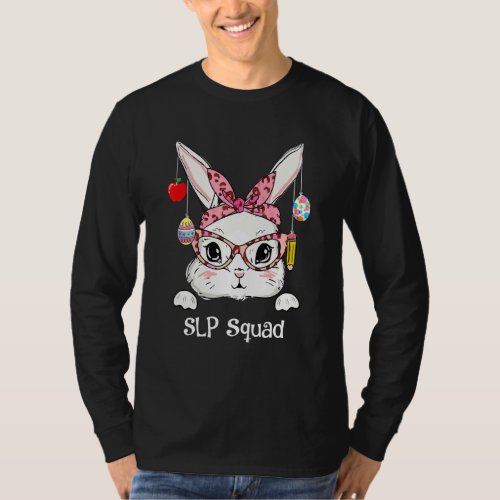 Cute Bunny Face Slp Teacher Leopard Easter Matchin T_Shirt