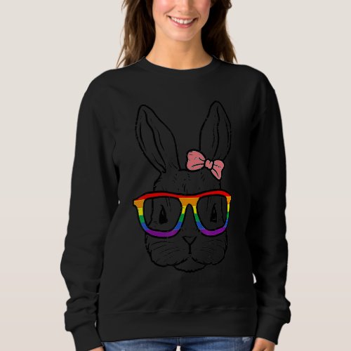 Cute Bunny Face Tie Dye Glasses Easter Day 4 Sweatshirt