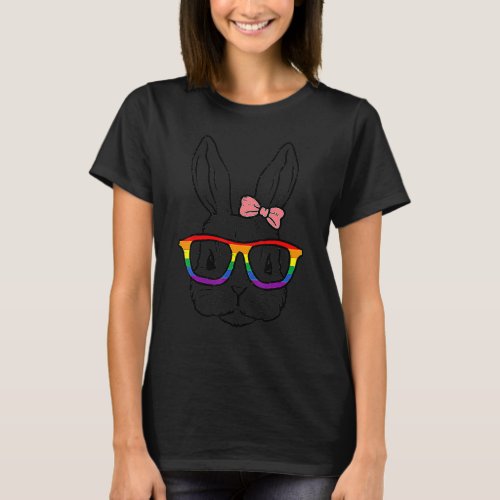 Cute Bunny Face Tie Dye Glasses Easter Day 4 T_Shirt