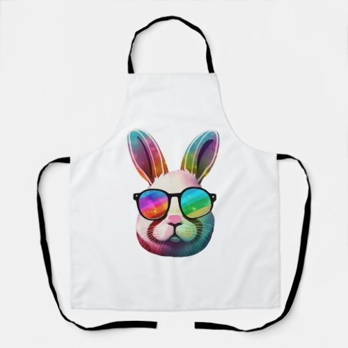 Cute Bunny Face Tie Dye Glasses Easter Day  Apron