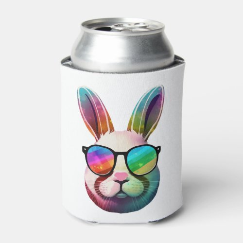 Cute Bunny Face Tie Dye Glasses Easter Day  Can Cooler