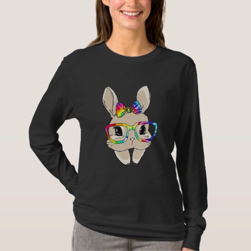 Cute Bunny Face Tie Dye Glasses Easter Day Kids Gi T_Shirt