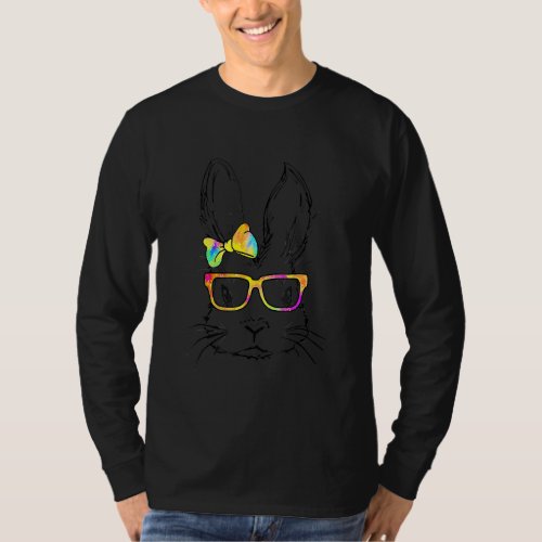 Cute Bunny Face Tie Dye Glasses Happy Easter Day G T_Shirt