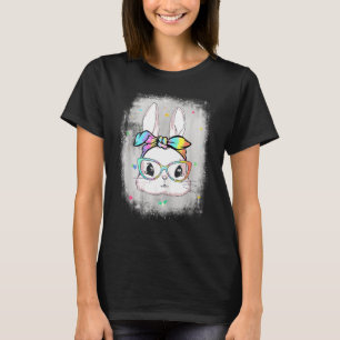 Cute Bunny Face Tie Dye Glasses Headband Happy Eas T-Shirt