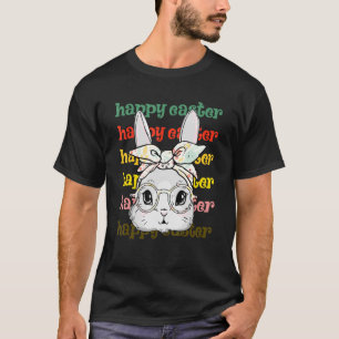 Cute Bunny Face Tie Dye Glasses Headband Happy Eas T-Shirt