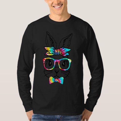 Cute Bunny Face Tie Dye Glasses Headband Happy Eas T_Shirt