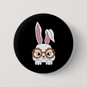 Cute Bunny Face Tie Dye Gles Easter Day  Button