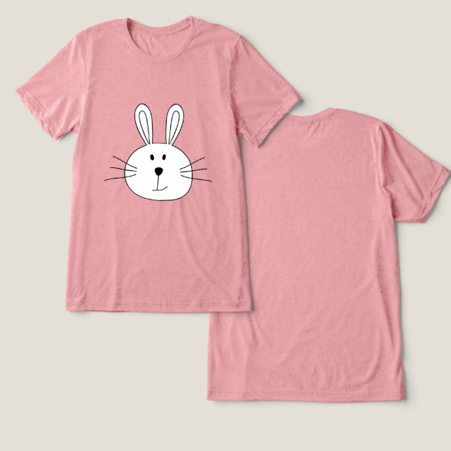 Cute Bunny Face Tri-Blend Shirt (Design Front & Back)