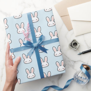 Cute Bunny Face White Rabbit Face Pattern Wrapping Paper