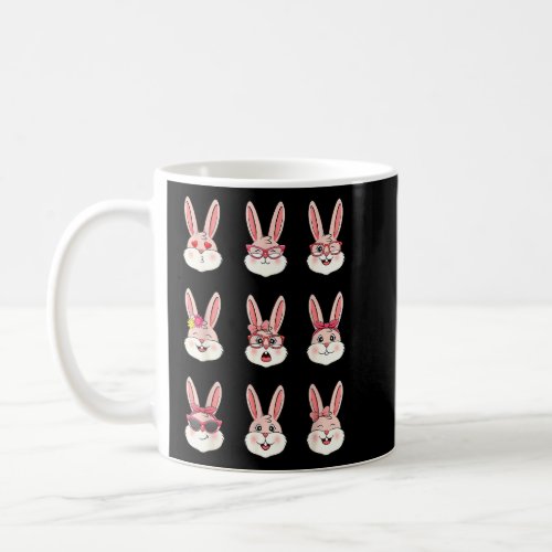 Cute Bunny Face With Glasses Bowtie Easter Girls K Coffee Mug