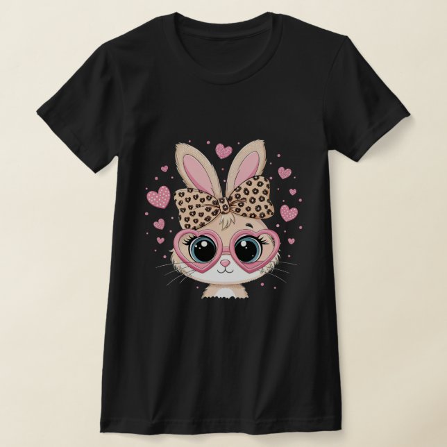 Cute Bunny Face with Glasses Easter Tie Dye T-Shirt (Laydown)
