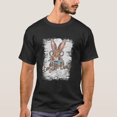 Cute Bunny Face With Leopard Glasses Easter Day Y T_Shirt