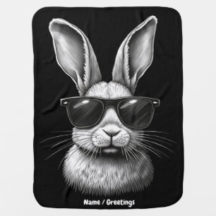 Cute Bunny Face With Sunglasses For Kids Baby Blanket