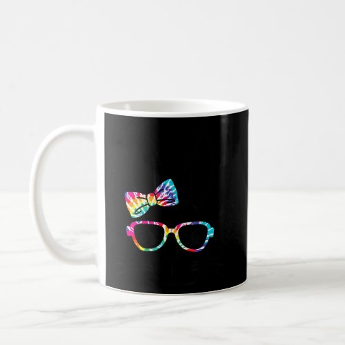 Cute Bunny Face With Tie Dye Glasses  Bow Easter  Coffee Mug