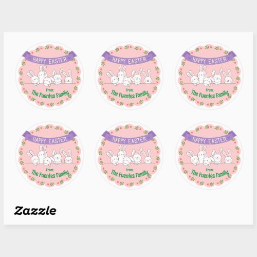 cute bunny family easter personalized sticker