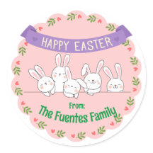 cute bunny family easter personalized sticker