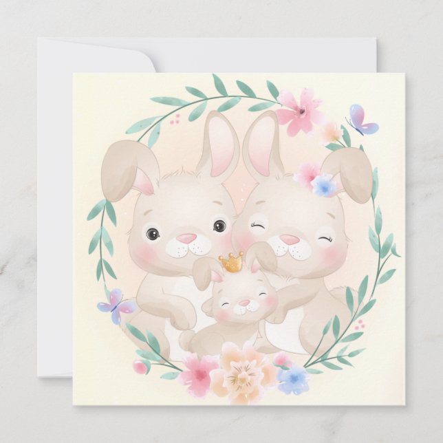 Cute Bunny Family Holiday Card (Front)