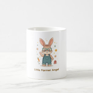 Cute Bunny Farmer with Glasses and Overalls Illust Coffee Mug