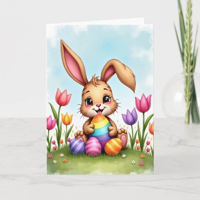 Cute Bunny Faux Gold Foil Card (Front)