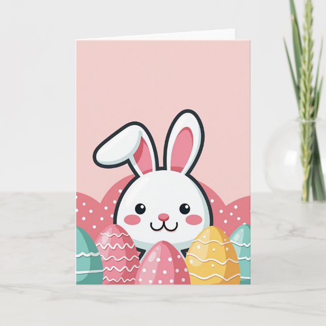 Cute Bunny Festive Joy Card (Front)