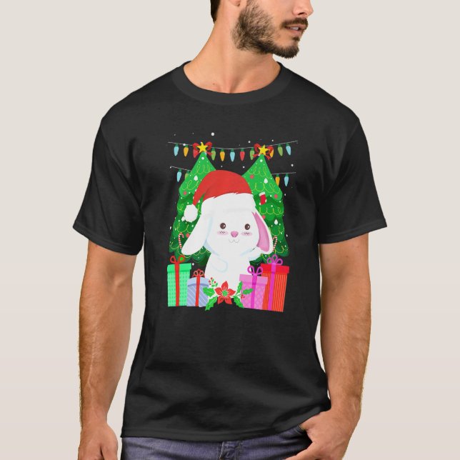 Cute bunny fir tree Christmas T-Shirt (Front)