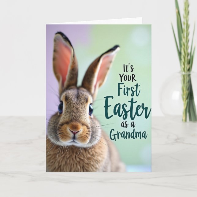 Cute Bunny First Birthday Card (Front)