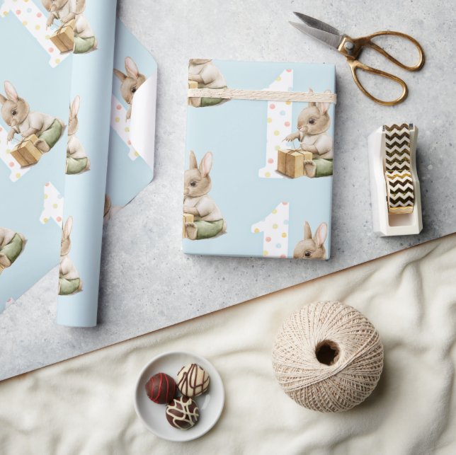 Cute Bunny First Birthday Wrapping Paper (Crafts)