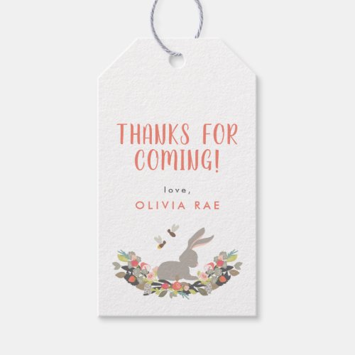 Cute Bunny Floral Birthday Thank You Favor Gift Tags