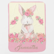 Cute Bunny Floral Boho Pink Personalized