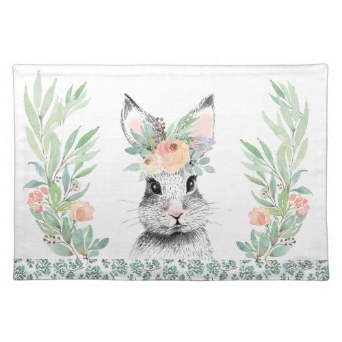 Cute Bunny Floral Cloth Placemat