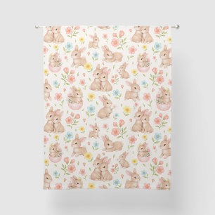 Cute Bunny Floral Spring Pattern Sheer Curtains