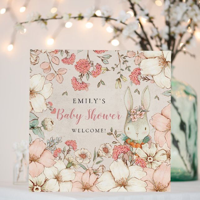 Cute Bunny Floral Welcome to Baby Shower Foam Board (In Situ (Wedding))