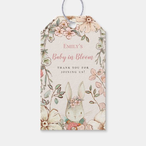 Cute Bunny Florals Baby in Bloom Favor tag