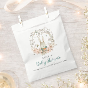 Cute Bunny Foliage Thank You Baby Shower Favor Bag