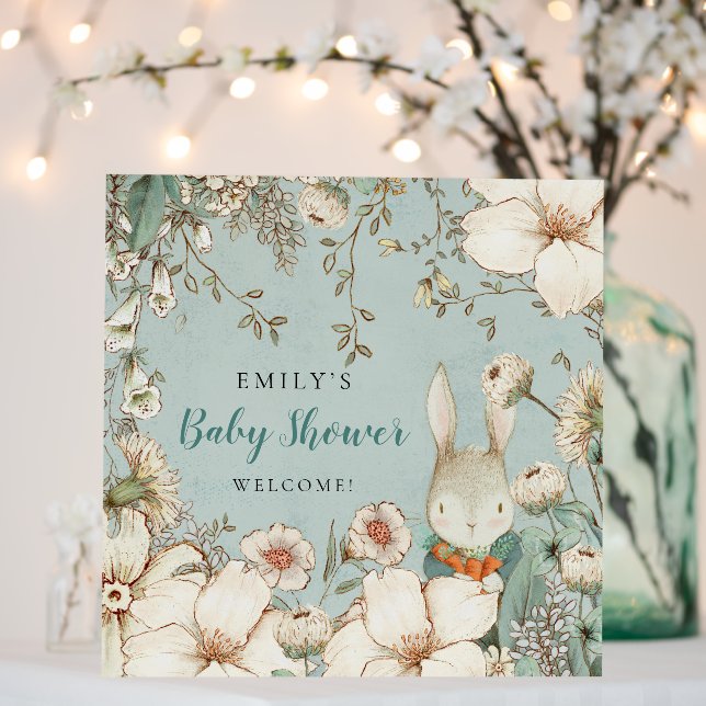 Cute Bunny Foliage Welcome to Baby Shower Foam Board (In Situ (Wedding))