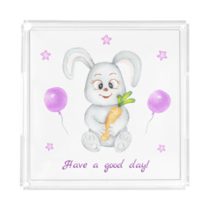 Cute Bunny for a positive mood Acrylic Tray