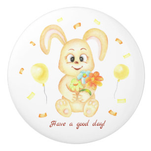Cute Bunny for a positive mood  Ceramic Knob
