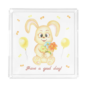 Cute Bunny for a positive mood Poster Acrylic Tray