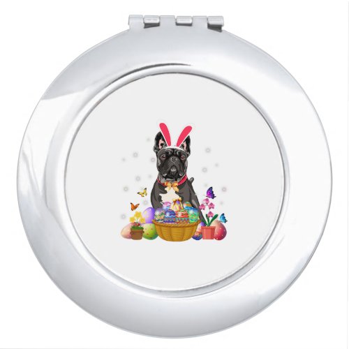 Cute Bunny French Bulldog Easter Day Eggs Basket Compact Mirror