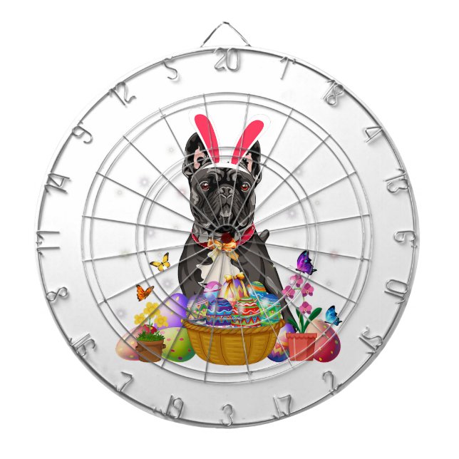Cute Bunny French Bulldog Easter Day Eggs Basket Dart Board (Front)