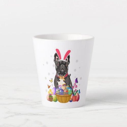 Cute Bunny French Bulldog Easter Day Eggs Basket Latte Mug