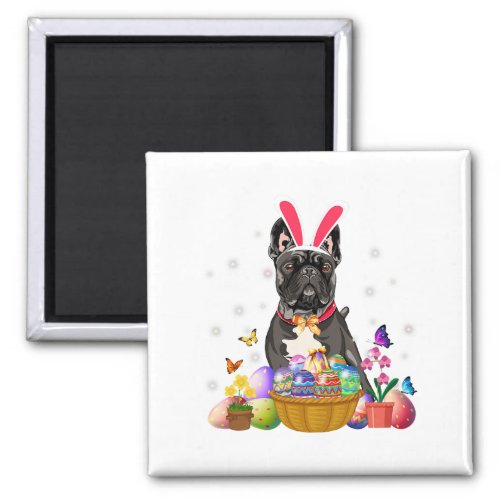 Cute Bunny French Bulldog Easter Day Eggs Basket Magnet