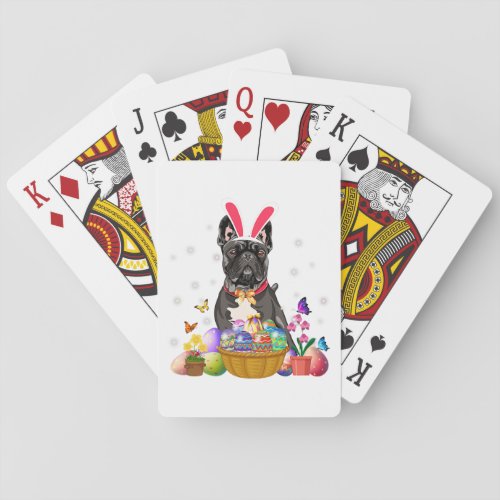 Cute Bunny French Bulldog Easter Day Eggs Basket Poker Cards