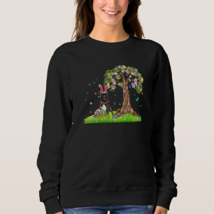 Cute Bunny French Bulldog With Easter Eggs Tree Ea Sweatshirt