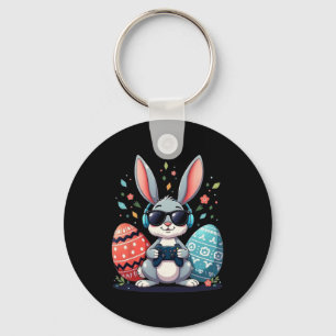 Cute Bunny Gamer Easter Eggs Surrounded  Keychain