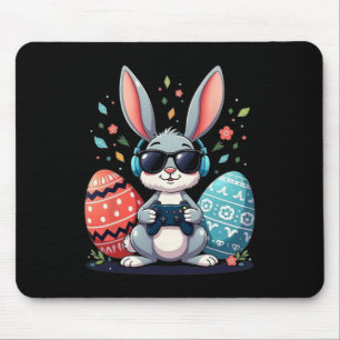 Cute Bunny Gamer Easter Eggs Surrounded Mouse Pad