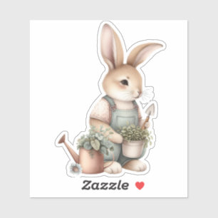 Cute Bunny Gardener Nursery Art Sticker