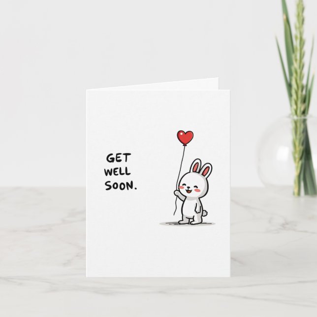 Cute Bunny Get Well Soon Card (Front)