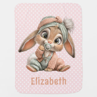 Cute Bunny Girl Baby Blanket